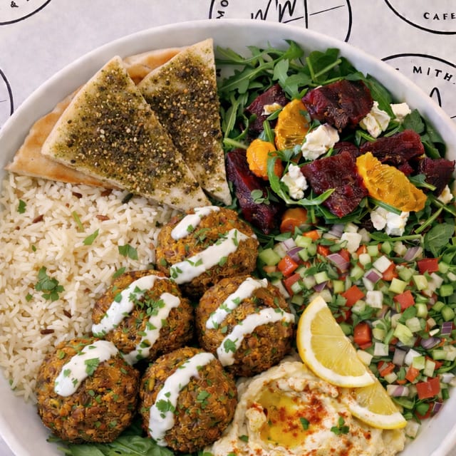 Saffron & Sumac Falafel Bowl.