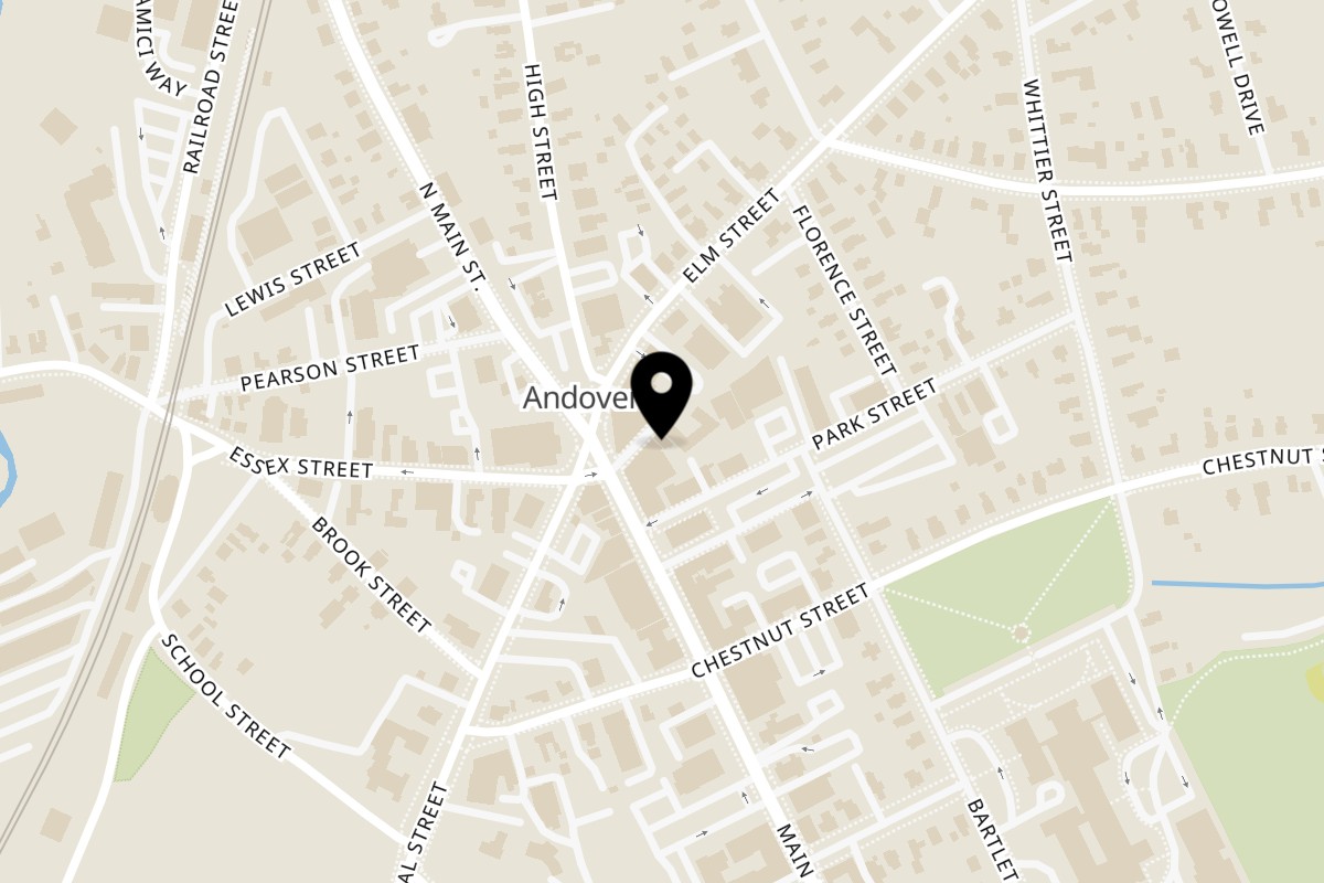 Map showing the location of Monica’s Mithai Cafe & Bar on 16 Post Office Ave in Andover